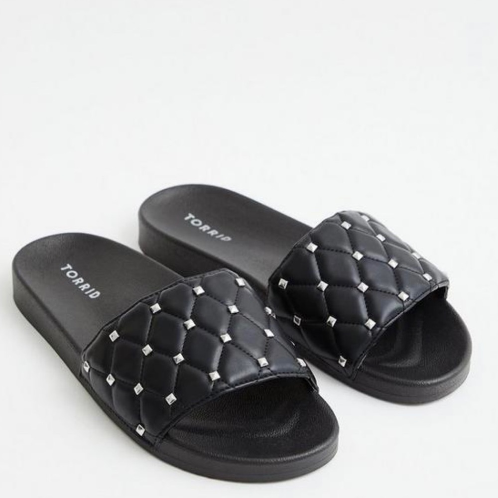 Black Studded Slide Sandal